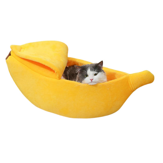 Banana Shaped Cat Bed, Warm Soft Pet Bed Suitable for Cats, Rabbits and Puppies