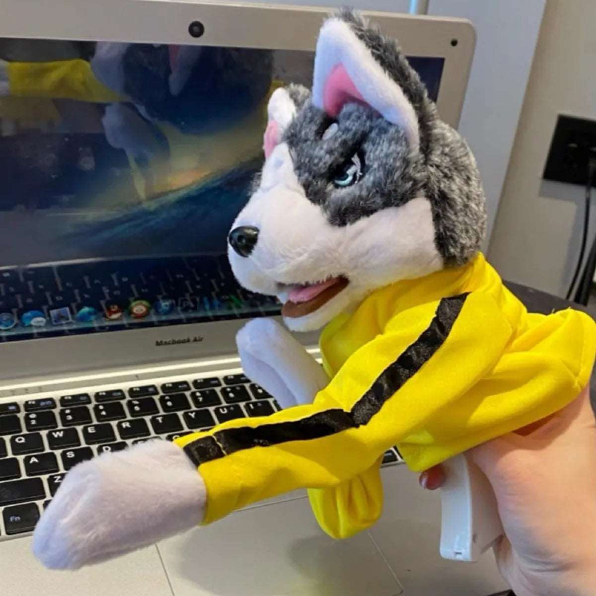 Battle Boxing Dog hand puppet, Electric Tricky interactive plush toys,9"