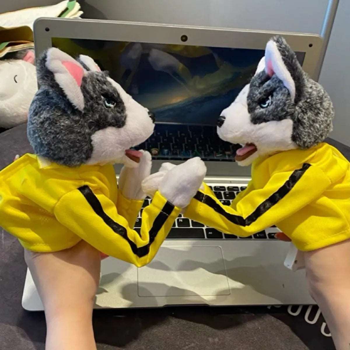 Battle Boxing Dog hand puppet, Electric Tricky interactive plush toys,9"
