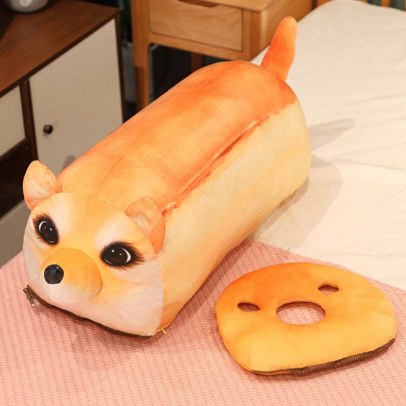 Bread Dog Pillow Shiba Inu Plush Toy Girls Sleeping Bed