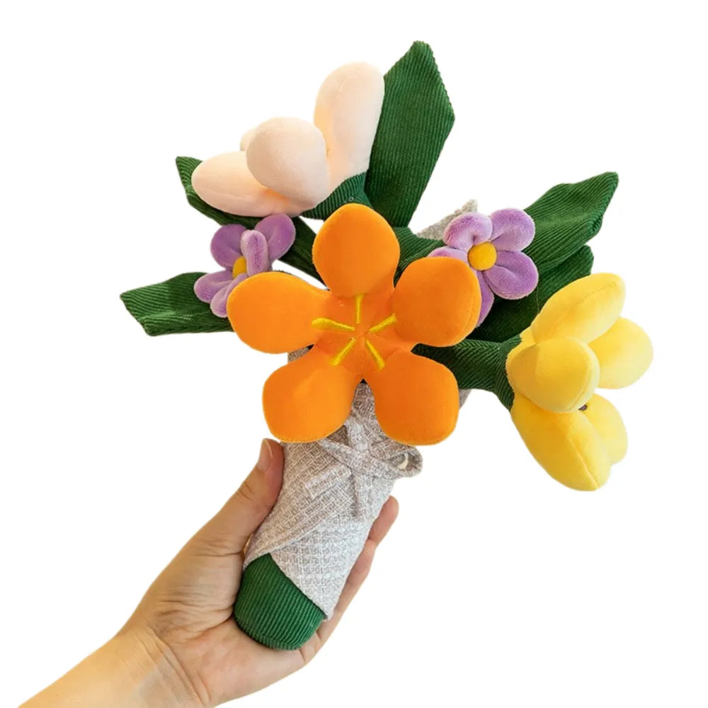 Cute Flower Bouquet Doll, Kawaii Smiling Flower Plush Stuffed Toy