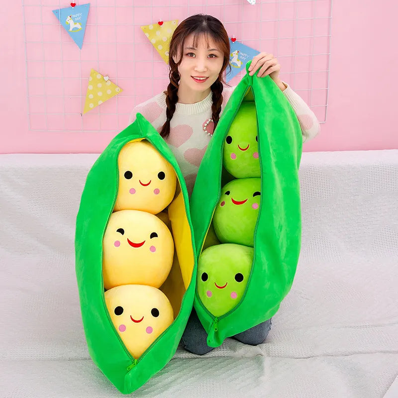 Giant Peas in A Pod Plush Toy Pea Pod Pillow Cute Pea Stuffed Toys