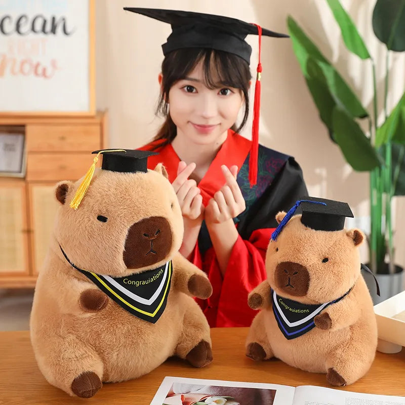 Graduation Capybara Stuffed Animal with Doctoral Hat