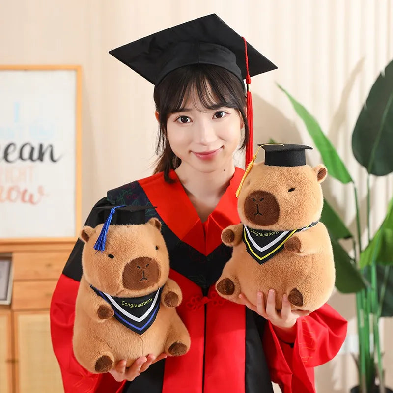 Graduation Capybara Stuffed Animal with Doctoral Hat