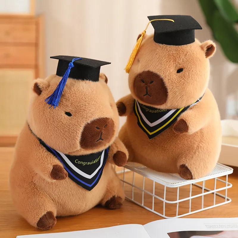 Graduation Capybara Stuffed Animal with Doctoral Hat
