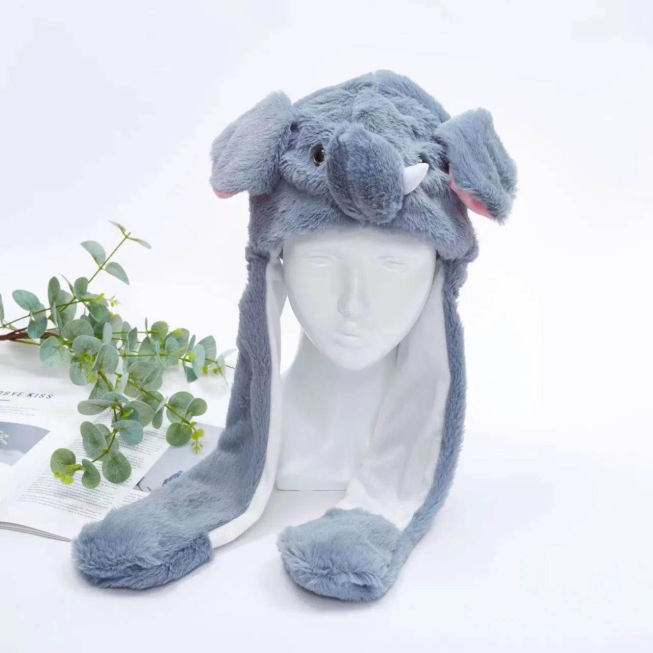 Funny Plush Bunny Hats with Ear Moving Jumping Christmas Party Cosplay Hats