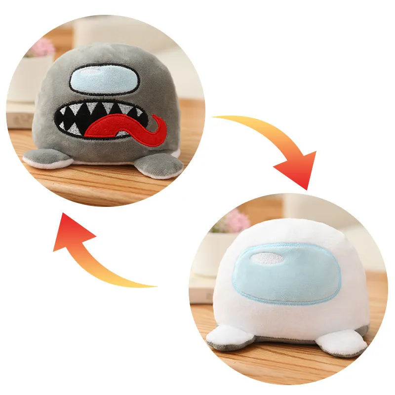 Grey and white_ Reversible Plushie Toys