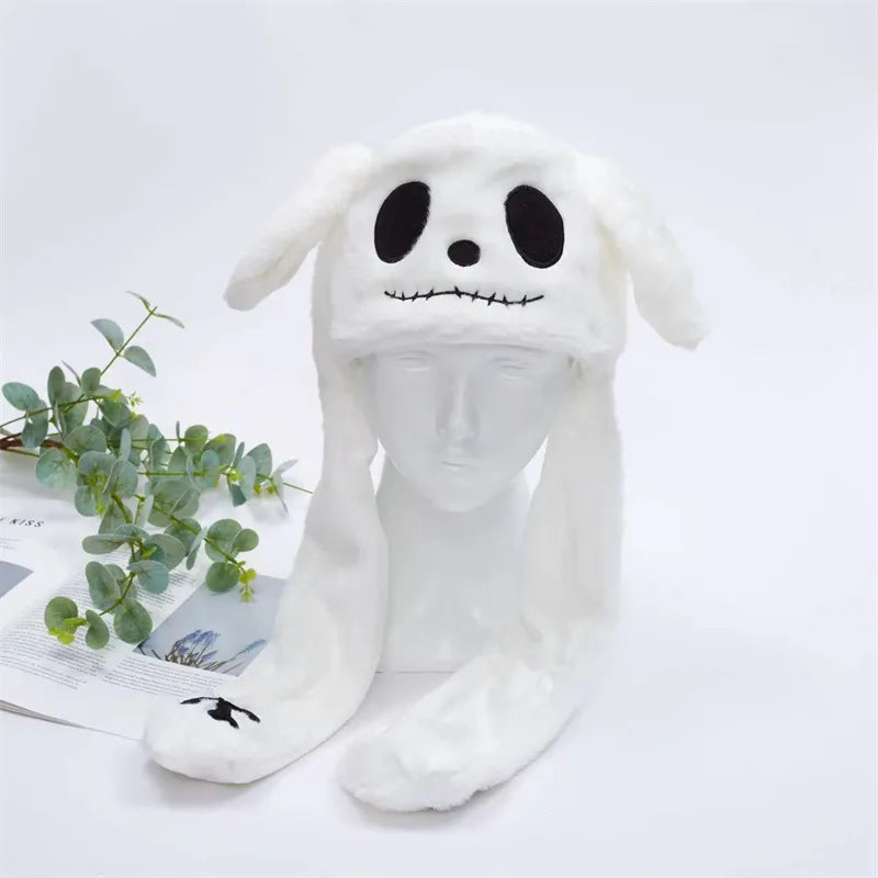 Funny Plush Bunny Hats with Ear Moving Jumping Christmas Party Cosplay Hats