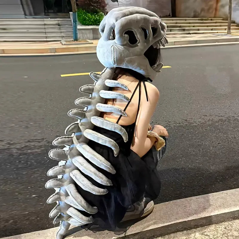 Realistic dinosaur skeleton costume, funny Halloween dinosaur stuffed animal