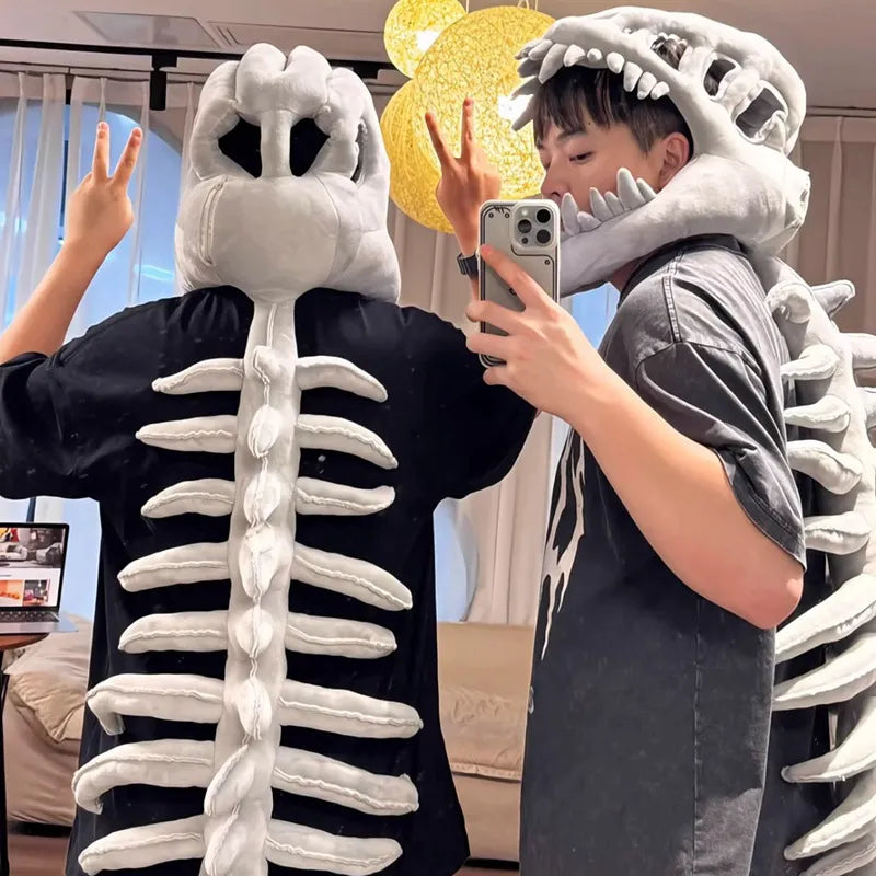Realistic dinosaur skeleton costume, funny Halloween dinosaur stuffed animal