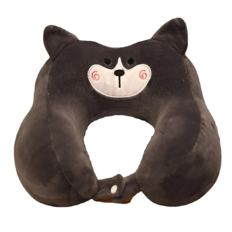 Cute animal memory foam U-shaped pillow plush toy airplane office travel pillow double hump structure