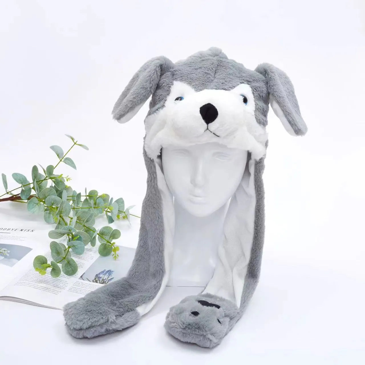 Funny Plush Bunny Hats with Ear Moving Jumping Christmas Party Cosplay Hats