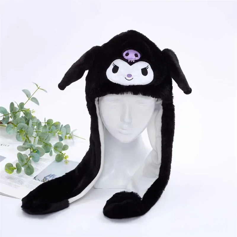 Funny Plush Bunny Hats with Ear Moving Jumping Christmas Party Cosplay Hats