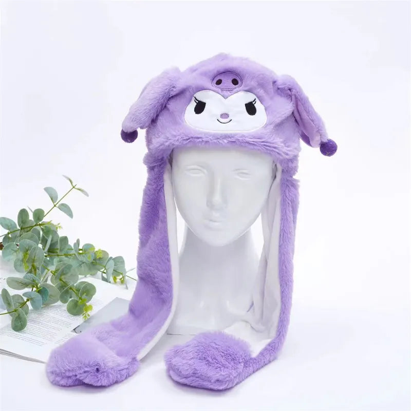Funny Plush Bunny Hats with Ear Moving Jumping Christmas Party Cosplay Hats