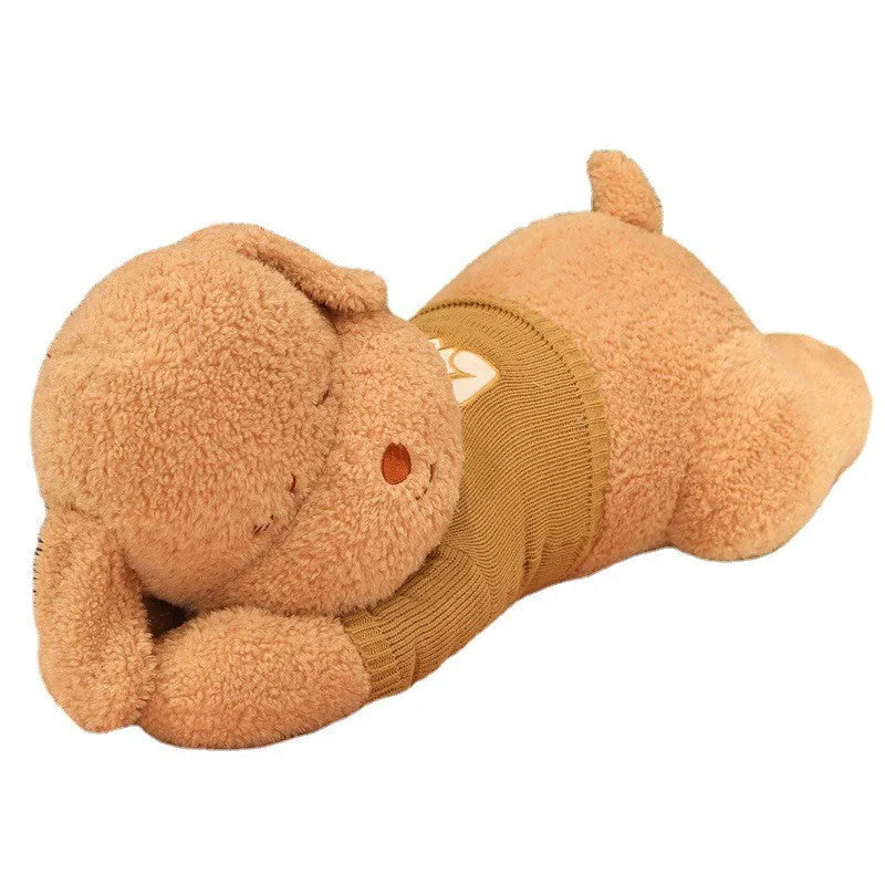 Large Lying Dog Sleeping Doll dark brown