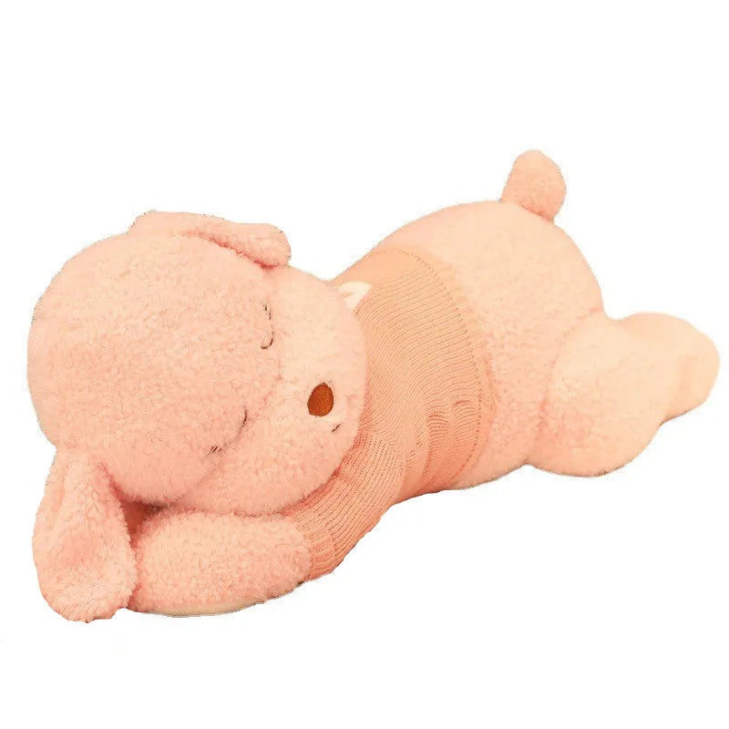 Large Lying Dog Sleeping Doll pink