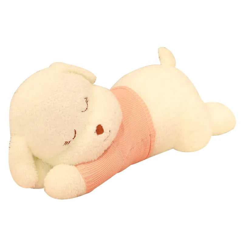 Large Lying Dog Sleeping Doll white