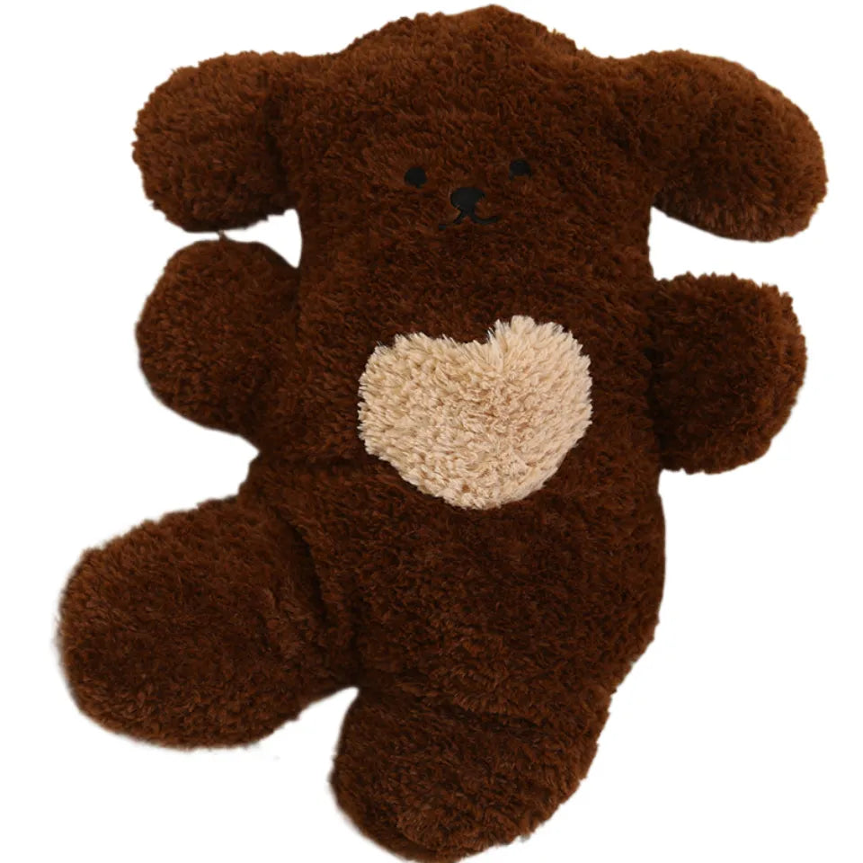 Love happy dog stuffed animal dark brown