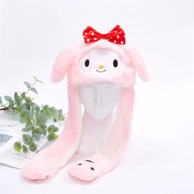 Funny Plush Bunny Hats with Ear Moving Jumping Christmas Party Cosplay Hats