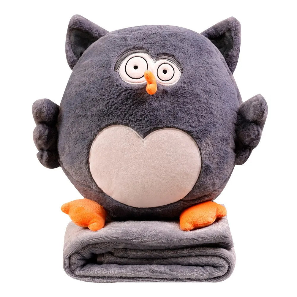 Owl Pillow Stuffed Animal With Sleeping Blanket