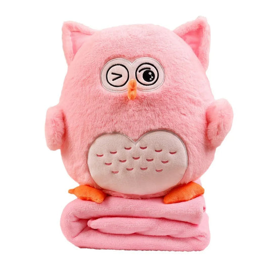 Owl Pillow Stuffed Animal With Sleeping Blanket