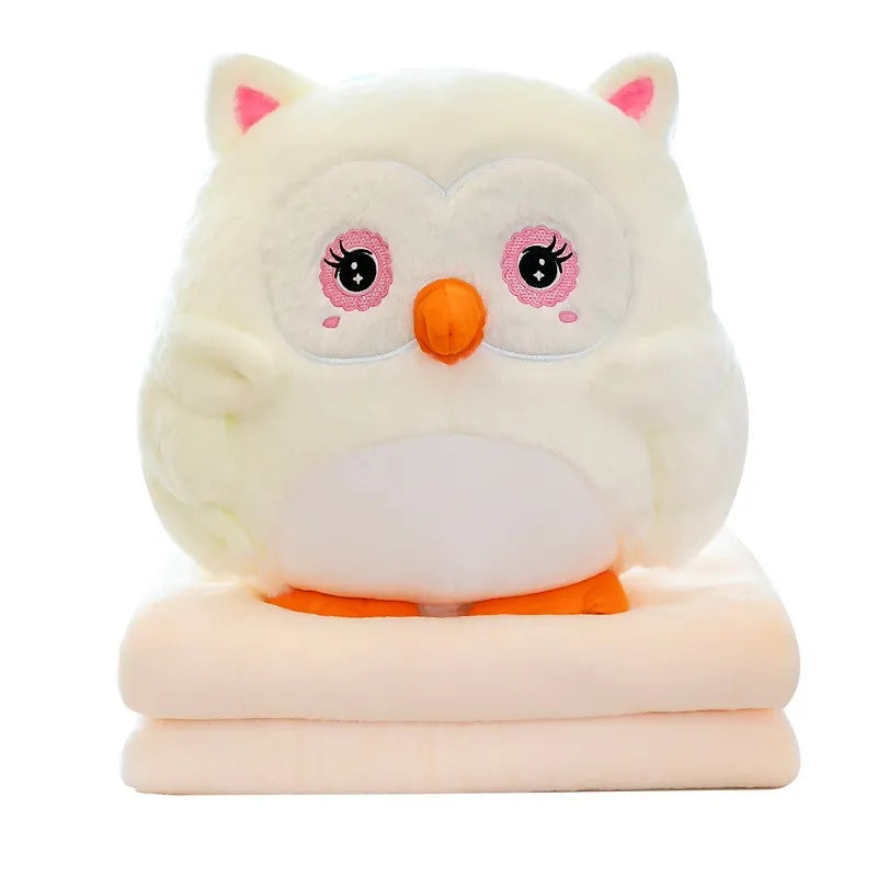 Owl Pillow Stuffed Animal With Sleeping Blanket