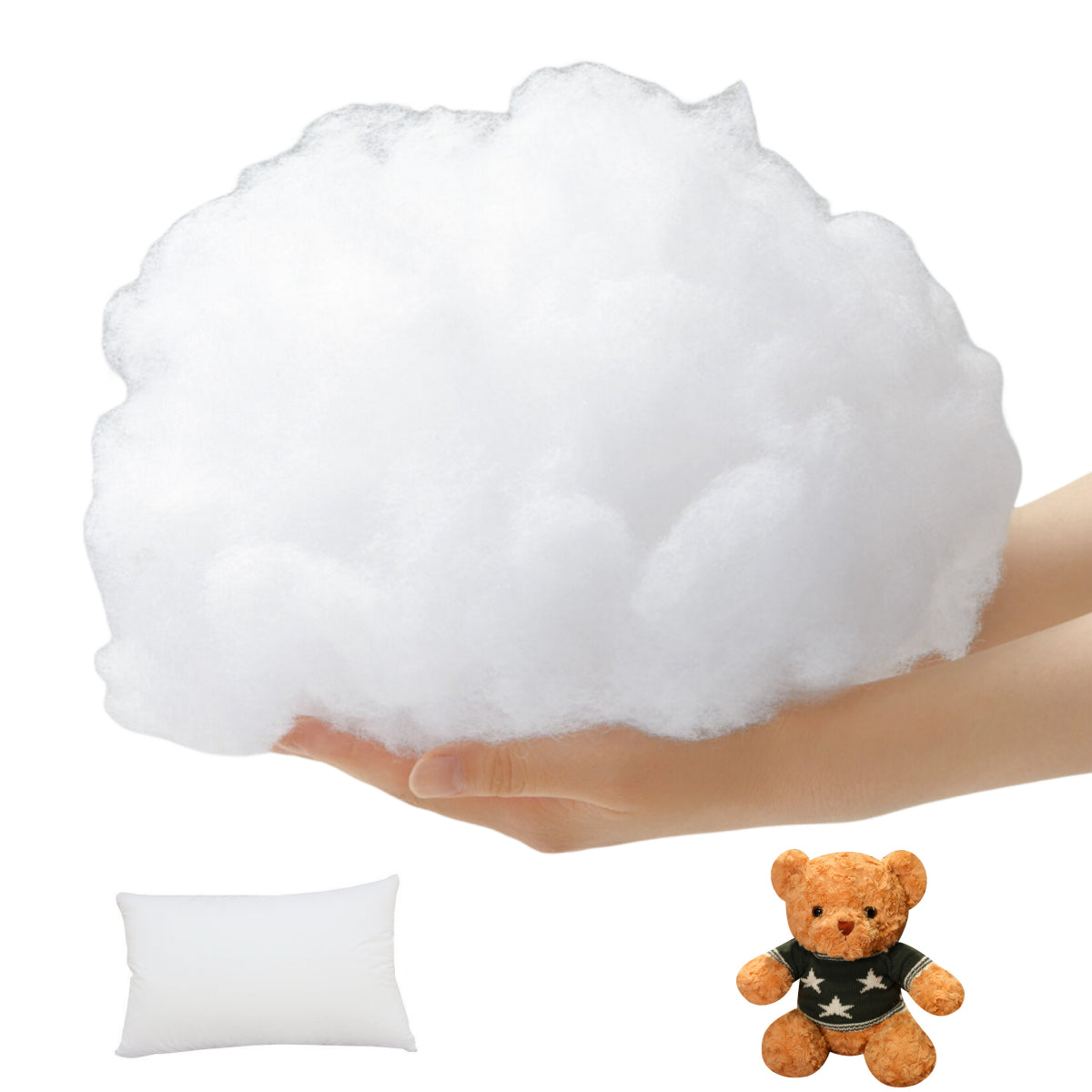 White Premium High Resilience Fiber Fill, Recycled Polyester Fiber, Stuffing for Stuffed Animals Pillow 2 kg