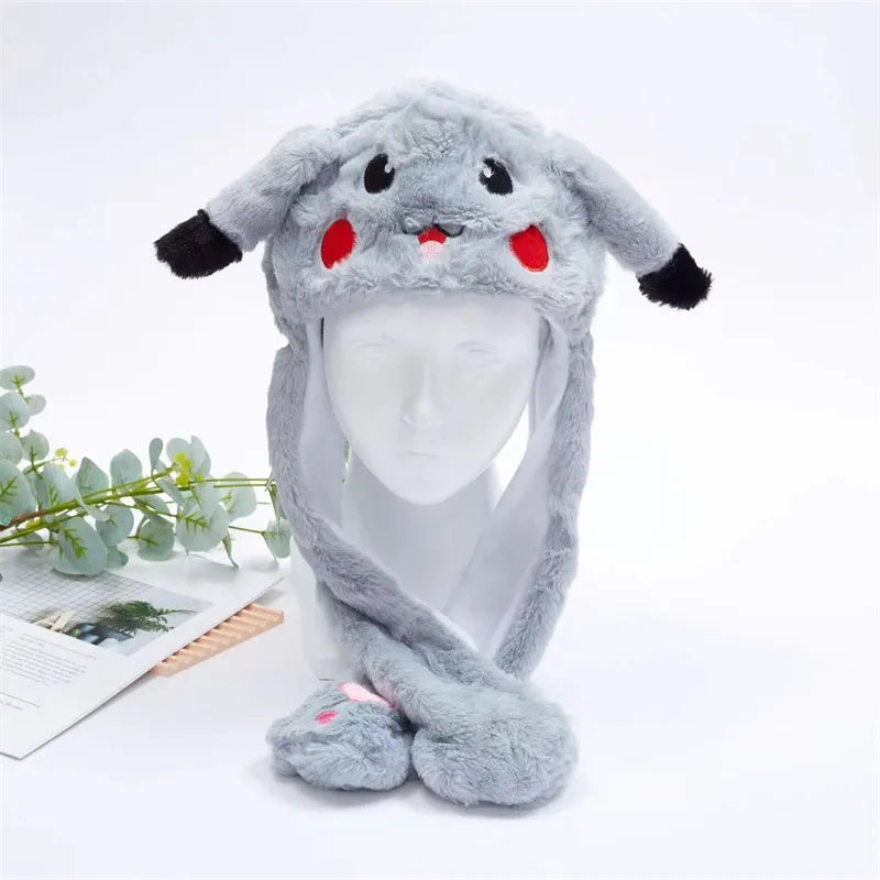 Funny Plush Bunny Hats with Ear Moving Jumping Christmas Party Cosplay Hats