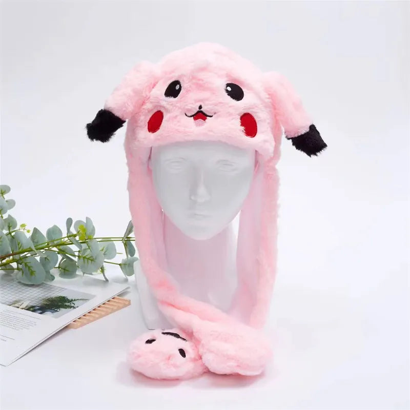 Funny Plush Bunny Hats with Ear Moving Jumping Christmas Party Cosplay Hats