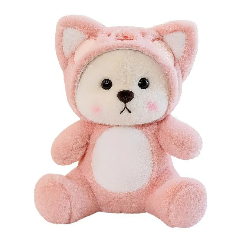 Cartoon Plush Cross-Dressing Teddy Bear Plush Toy, Cute Teddy Bear with Removable hat