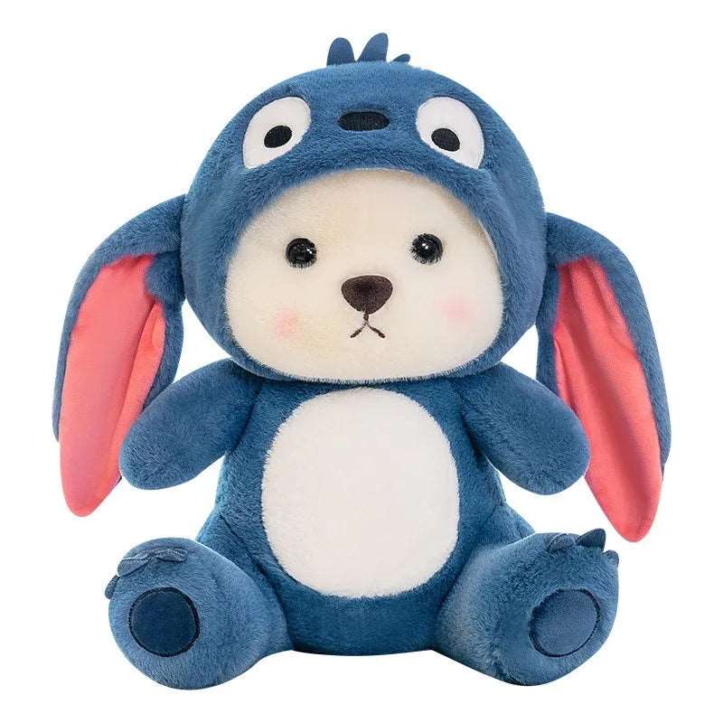 Cartoon Plush Cross-Dressing Teddy Bear Plush Toy, Cute Teddy Bear with Removable Stitch hat