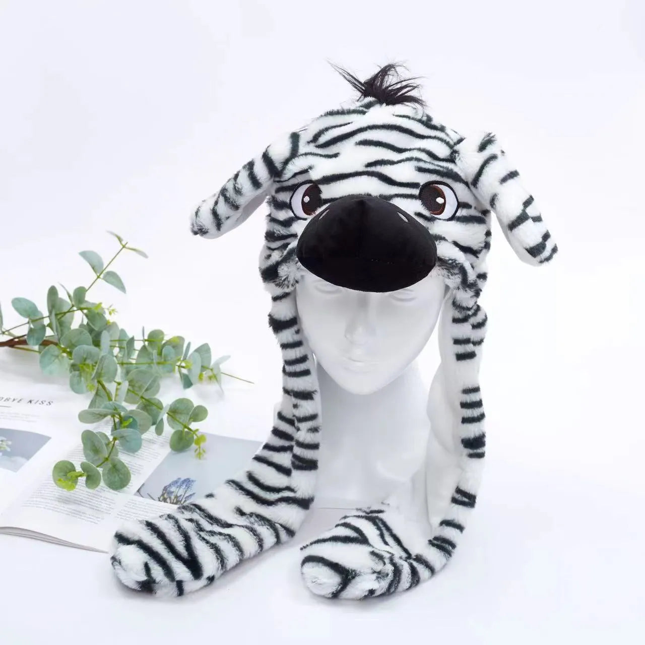 Funny Plush Bunny Hats with Ear Moving Jumping Christmas Party Cosplay Hats