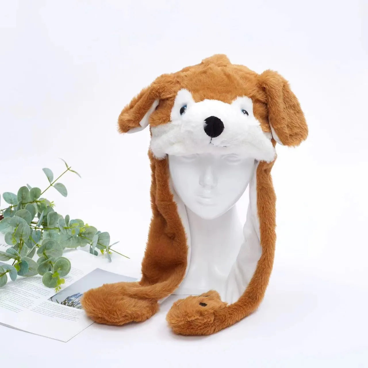 Funny Plush Bunny Hats with Ear Moving Jumping Christmas Party Cosplay Hats