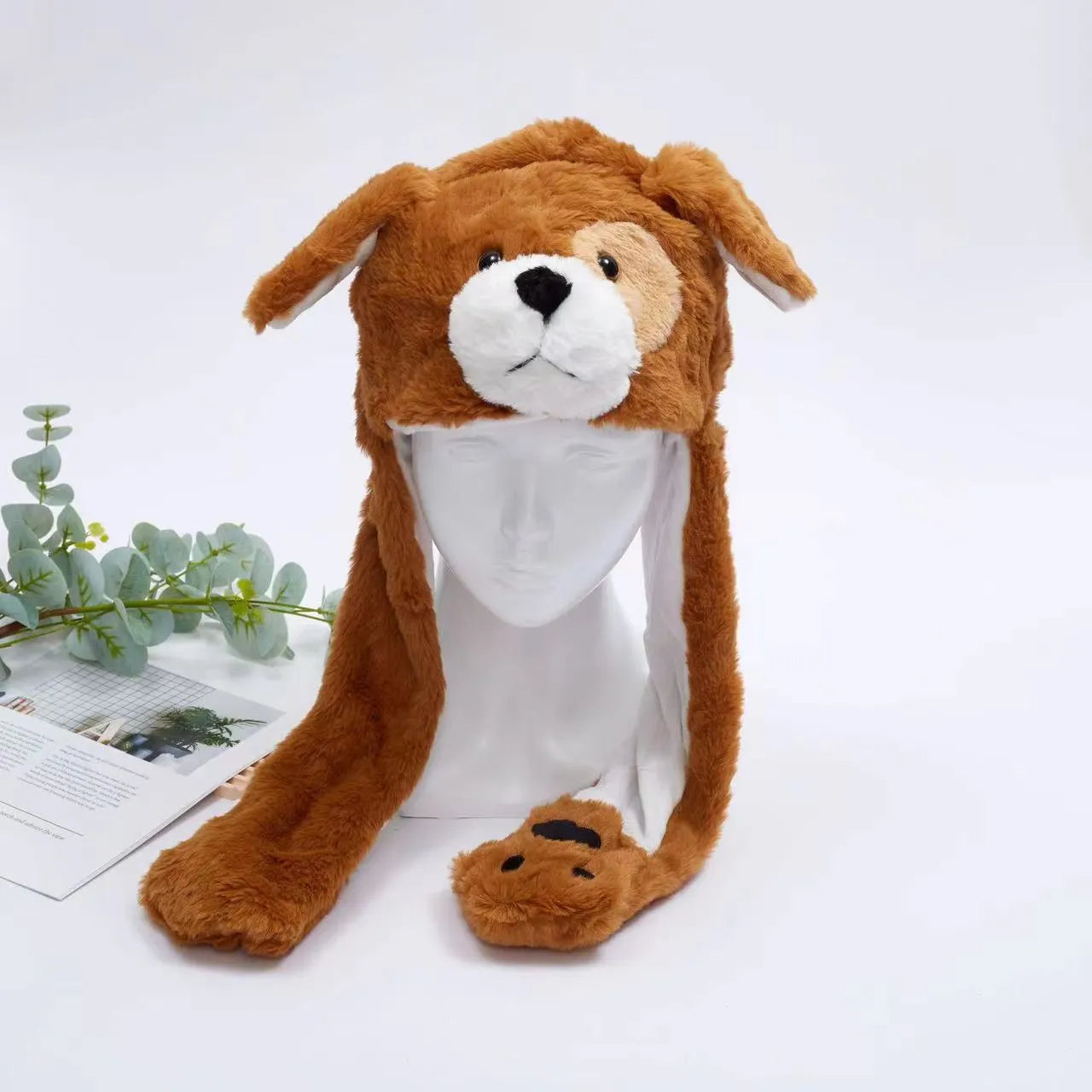 Funny Plush Bunny Hats with Ear Moving Jumping Christmas Party Cosplay Hats