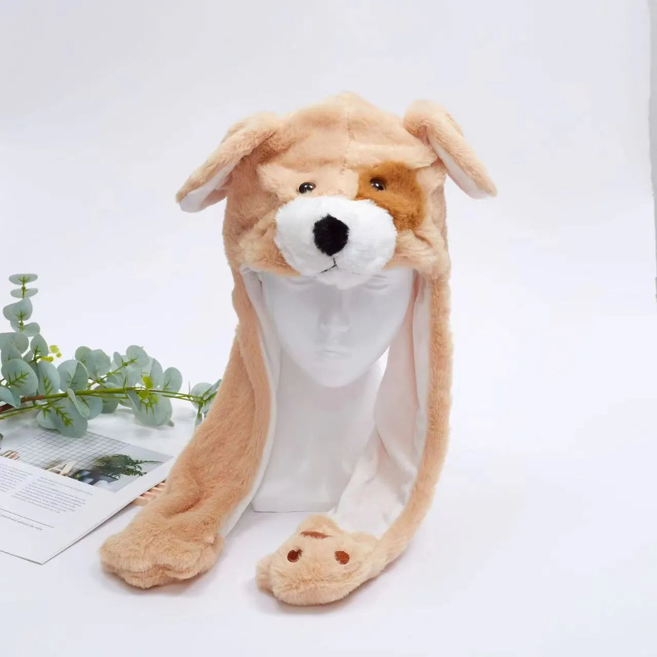 Funny Plush Bunny Hats with Ear Moving Jumping Christmas Party Cosplay Hats