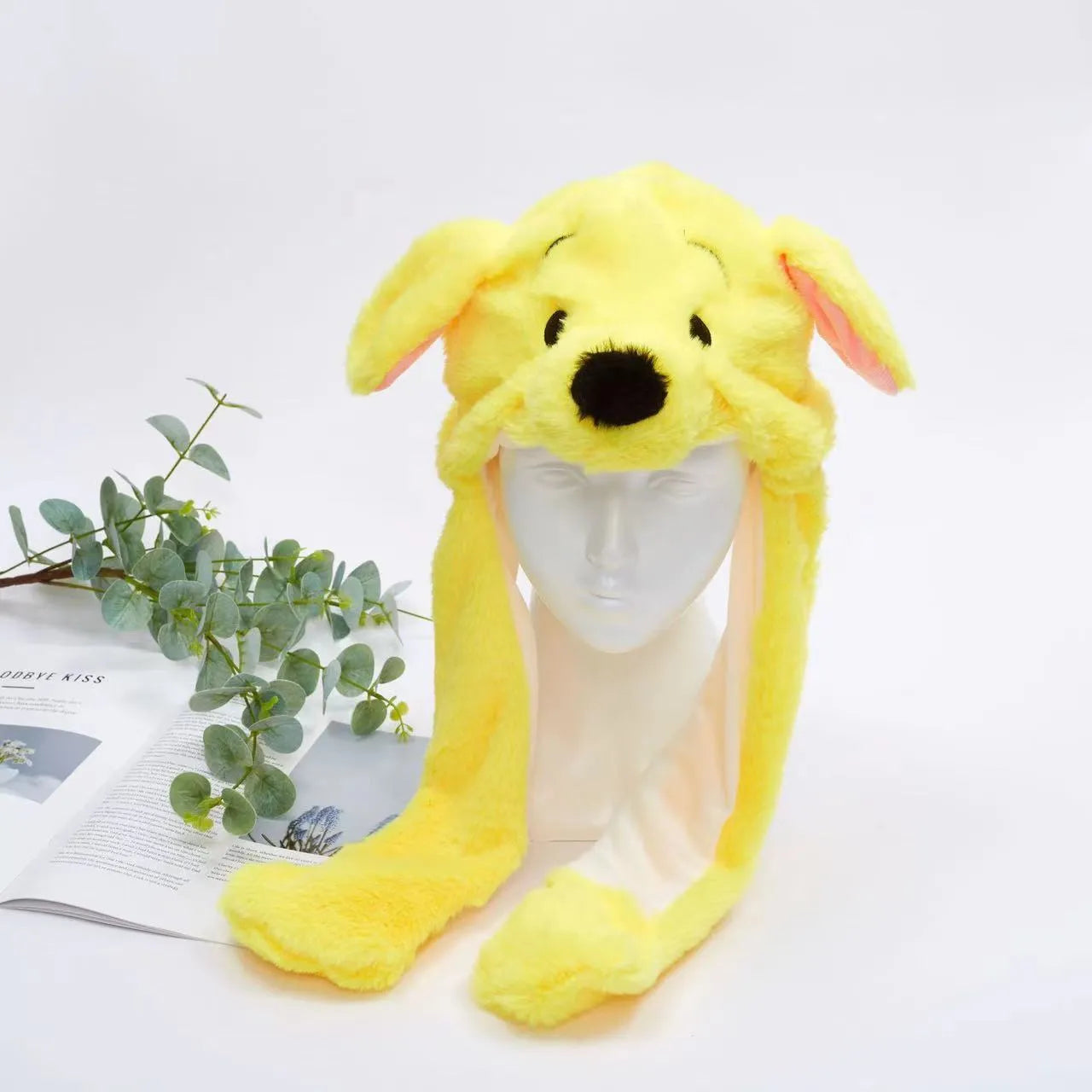 Funny Plush Bunny Hats with Ear Moving Jumping Christmas Party Cosplay Hats