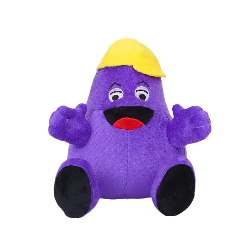 Grimace Plush Toy with Yellow Hat Stuffed Animals, 8 inch
