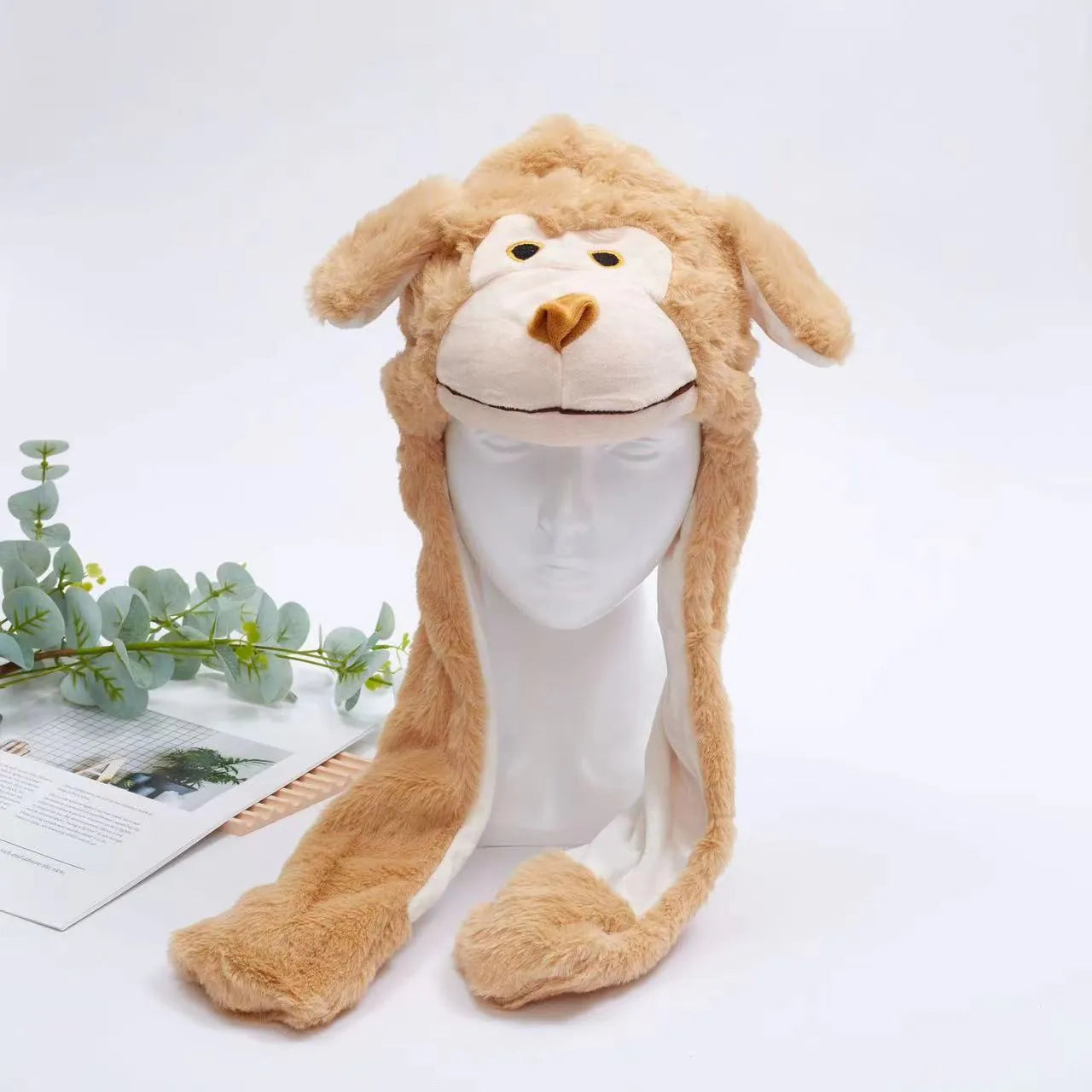 Funny Plush Bunny Hats with Ear Moving Jumping Christmas Party Cosplay Hats