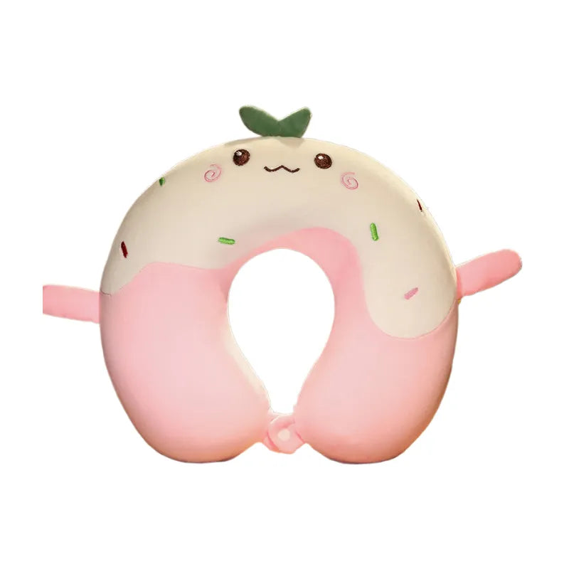 pink U-shaped neck pillow