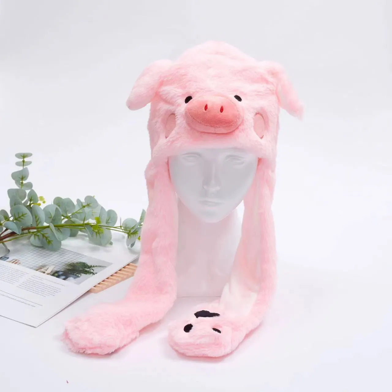 Funny Plush Bunny Hats with Ear Moving Jumping Christmas Party Cosplay Hats