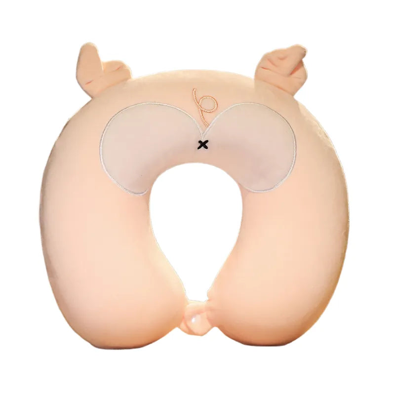 pink pig butt U-shaped neck pillow