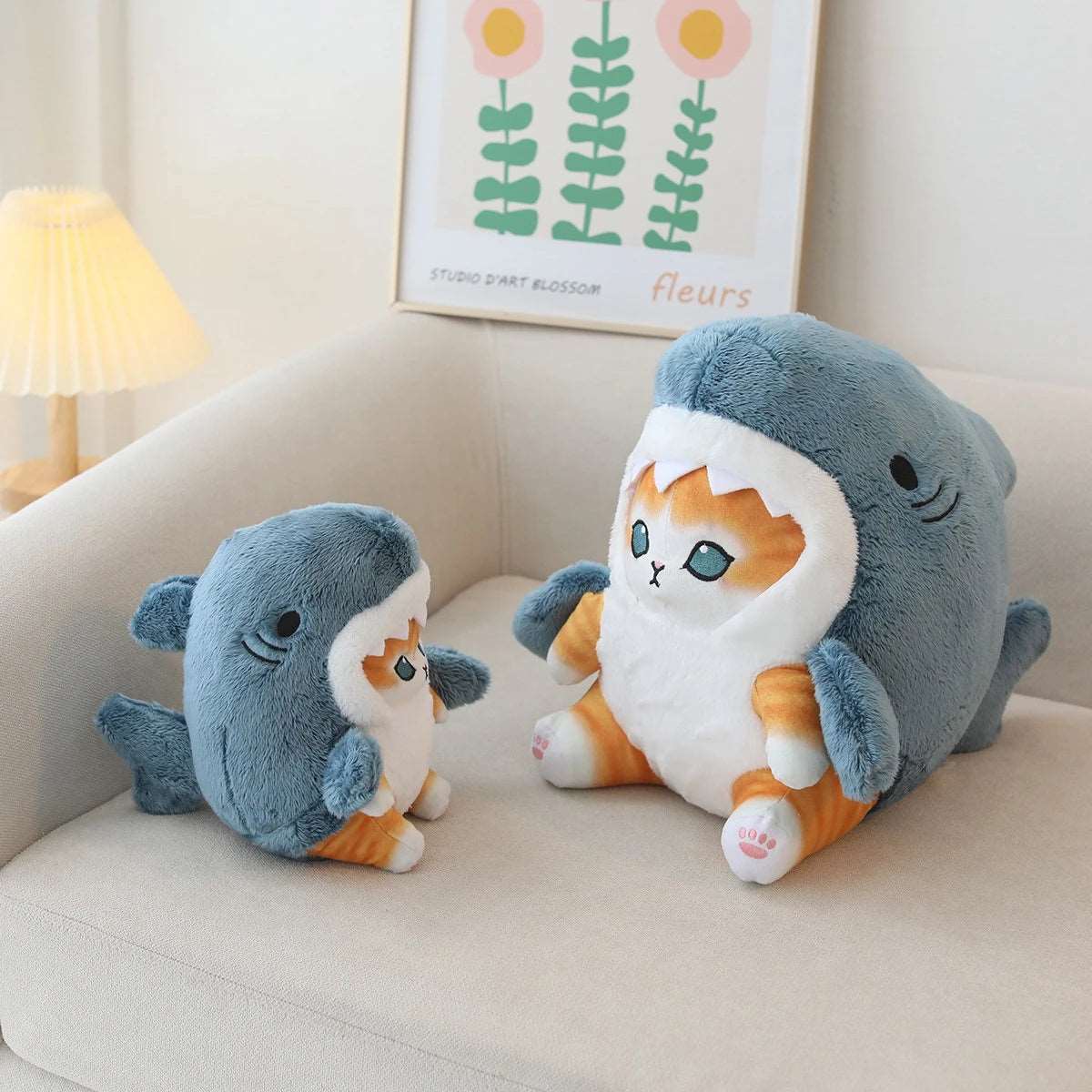 Cute Shark Cat Plush Toy Stuffed Animal Plushies Doll, Gifts for Kids Boys Girls, 13''