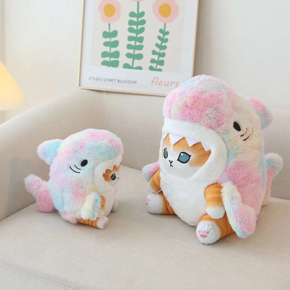 Cute Shark Cat Plush Toy Stuffed Animal Plushies Doll, Gifts for Kids Boys Girls, 13''