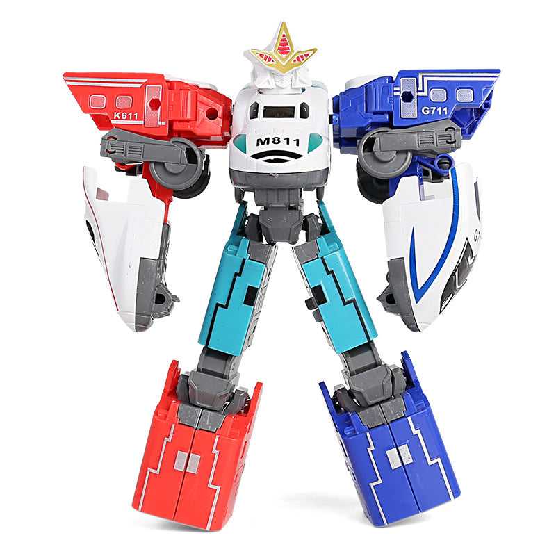 Children's toys 3-in-1 combined deformation car, train high-speed rail transformers robot puzzle model