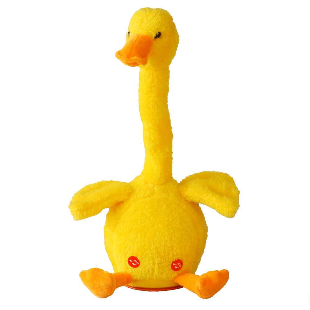 Neck-twisting duck electric plush toy, can sing, shine, and learn to talk