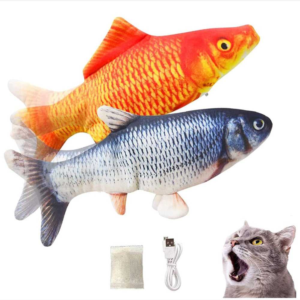 1 Pcs Simulation Electric Jumping Fish Net Red Fish Simulation Electric Fish  Pet Toy Fish Plush Children'S Toys