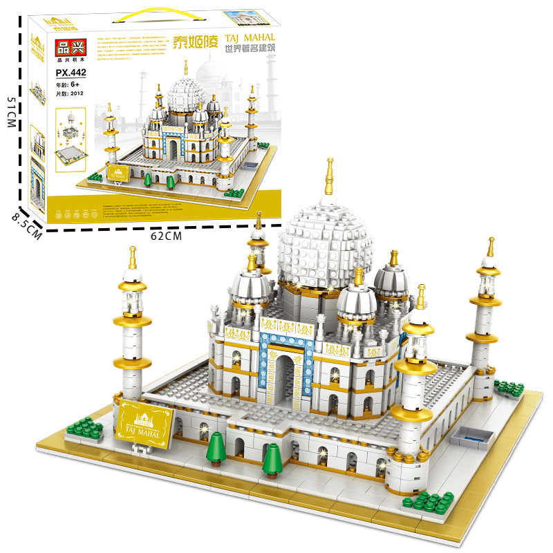 Taj Mahal, castle model, architectural series 2012 small particles assembled display blocks，35*35*25cm