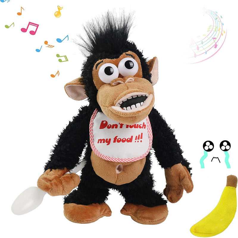 Naughty Crying Monkey Electric Plush Toy Don't take his Banana! Black, 11''