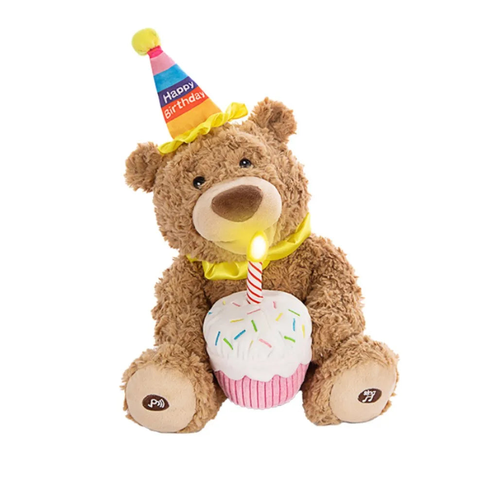 Happy Birthday Teddy Bear Interactive Animated Stuffed Animal Singing Musical, 13.5''
