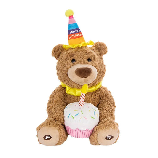 Happy Birthday Teddy Bear Interactive Animated Stuffed Animal Singing Musical, 13.5''